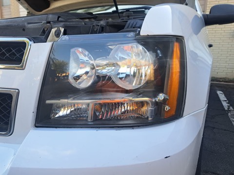Truck headlight after restoration, fully clear