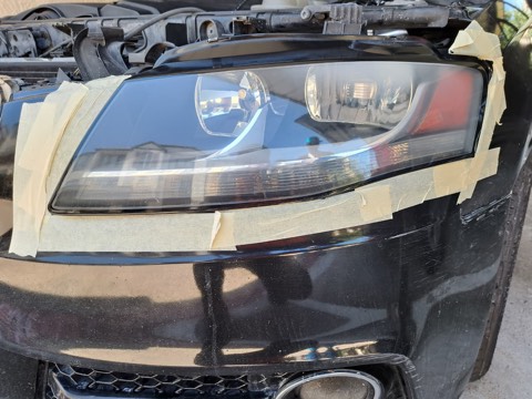 Sedan headlight after restoration, fully clear