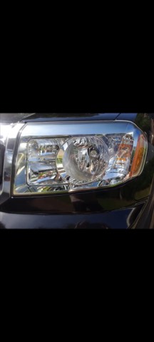 Sedan headlight after restoration, fully clear