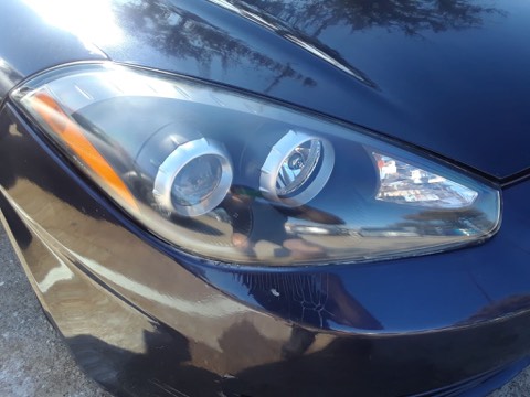 Sedan headlight after restoration, fully clear