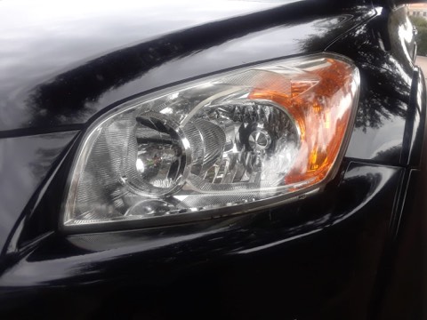 Sedan headlight after restoration, fully clear