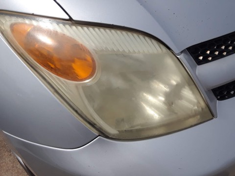 Sedan headlight after restoration, fully clear