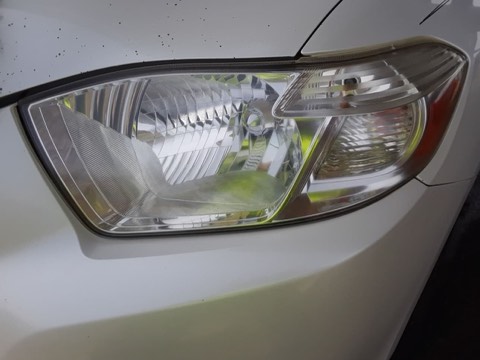 Sedan headlight after restoration, fully clear