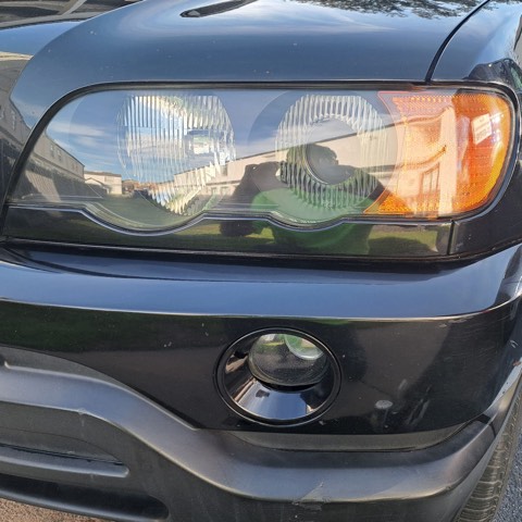 SUV headlight after restoration, fully clear